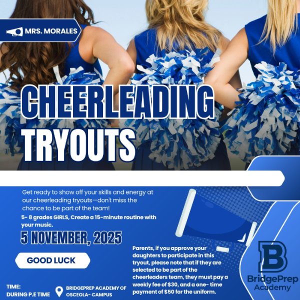 Cheerleading Tryouts (5th -8th grades) during PE Time