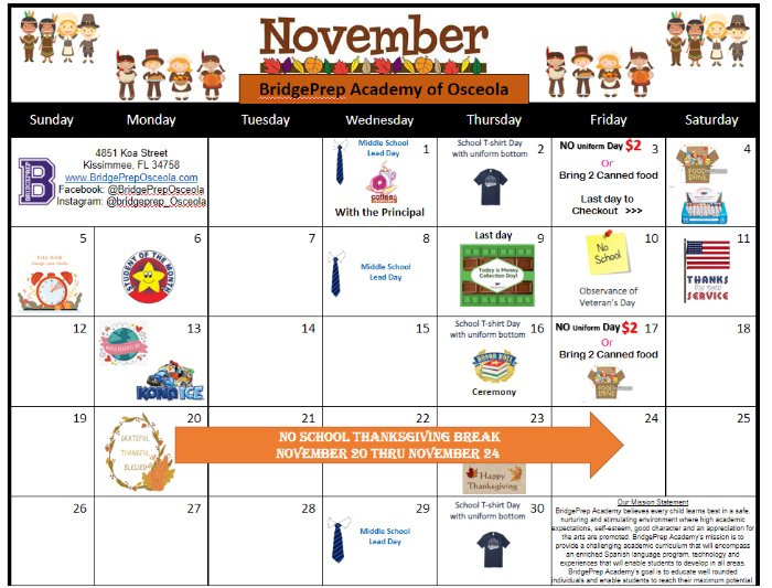 November Activities Calendar! - News and Announcements -