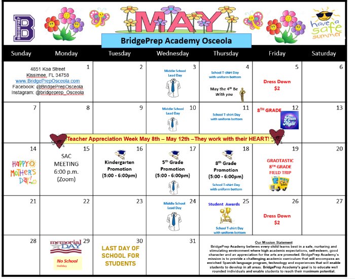 May Activity Calendar - News and Announcements -